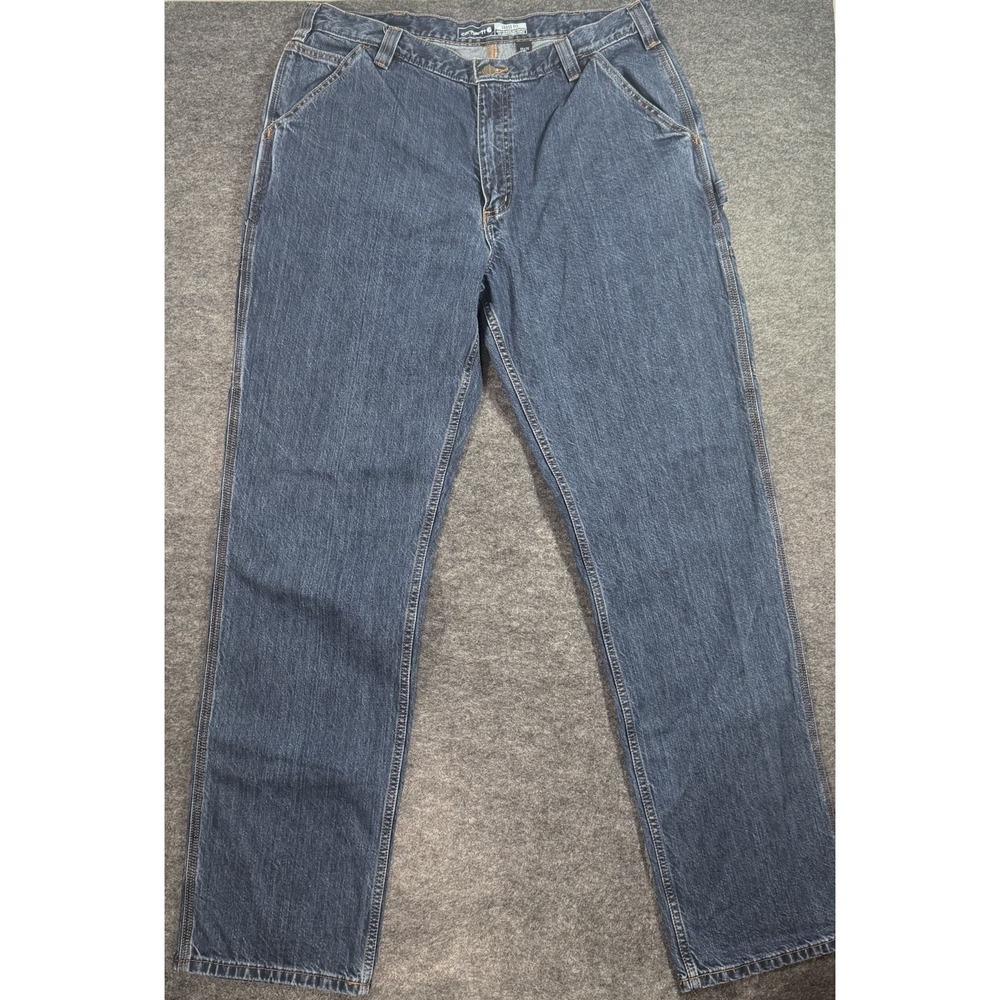 Carhartt Jeans Men's 36X36 Blue Denim Carpenter Utility Relaxed Fit BD4941 Baggy